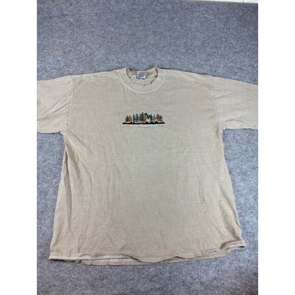 Vintage 90s North Woods Wisconsin Embroidered T Shirt Mens XL Gray Streetwear - Picture 1 of 7